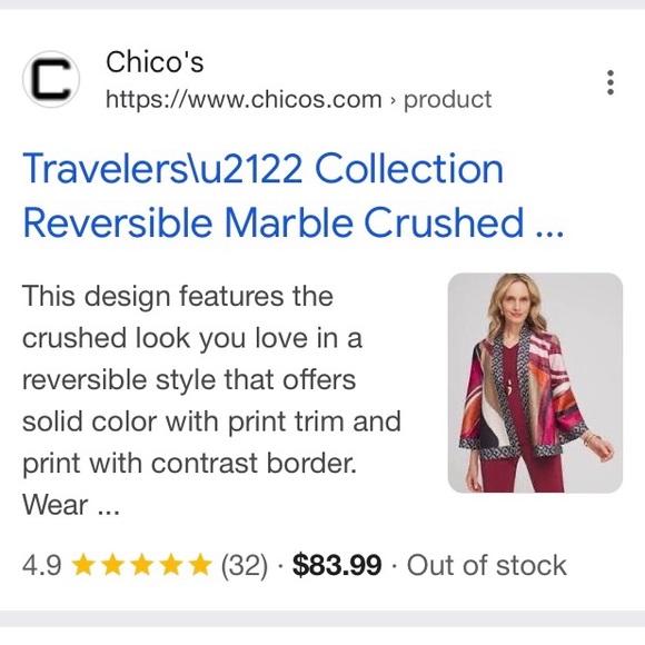 NWT Travelers Collection Reversible Marble Crushed Jacket - Picture 5 of 8